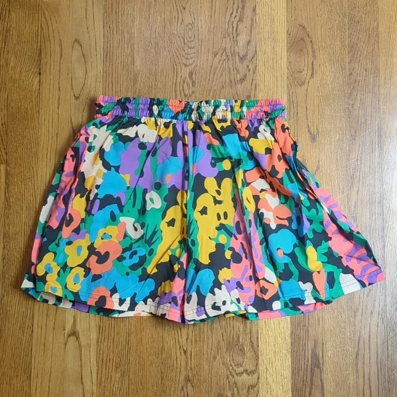 NWT High Waisted Multicolored Abstract Print Graphic Shorts Maximalist Athletic - Picture 3 of 13
